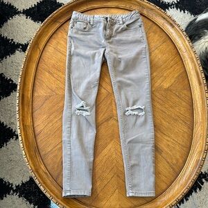 Free People Beige Ripped Jeans